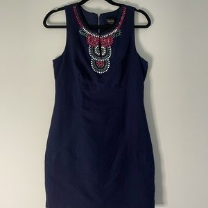 Laundry Navy Beaded Mini Dress